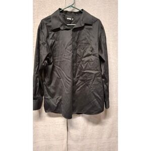 Murano Mens Black Long Sleeve Button Down Dress Shirt 17.5 34 Stretch Cotton